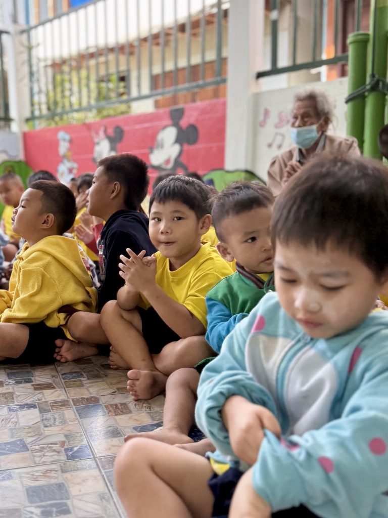 Group of sitting children at Romklao Preschool